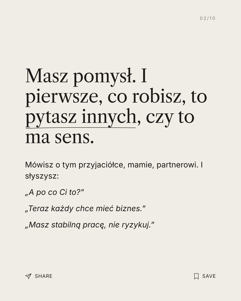 Slajd 2: Masz pomysł i pytasz innych, czy to ma sens